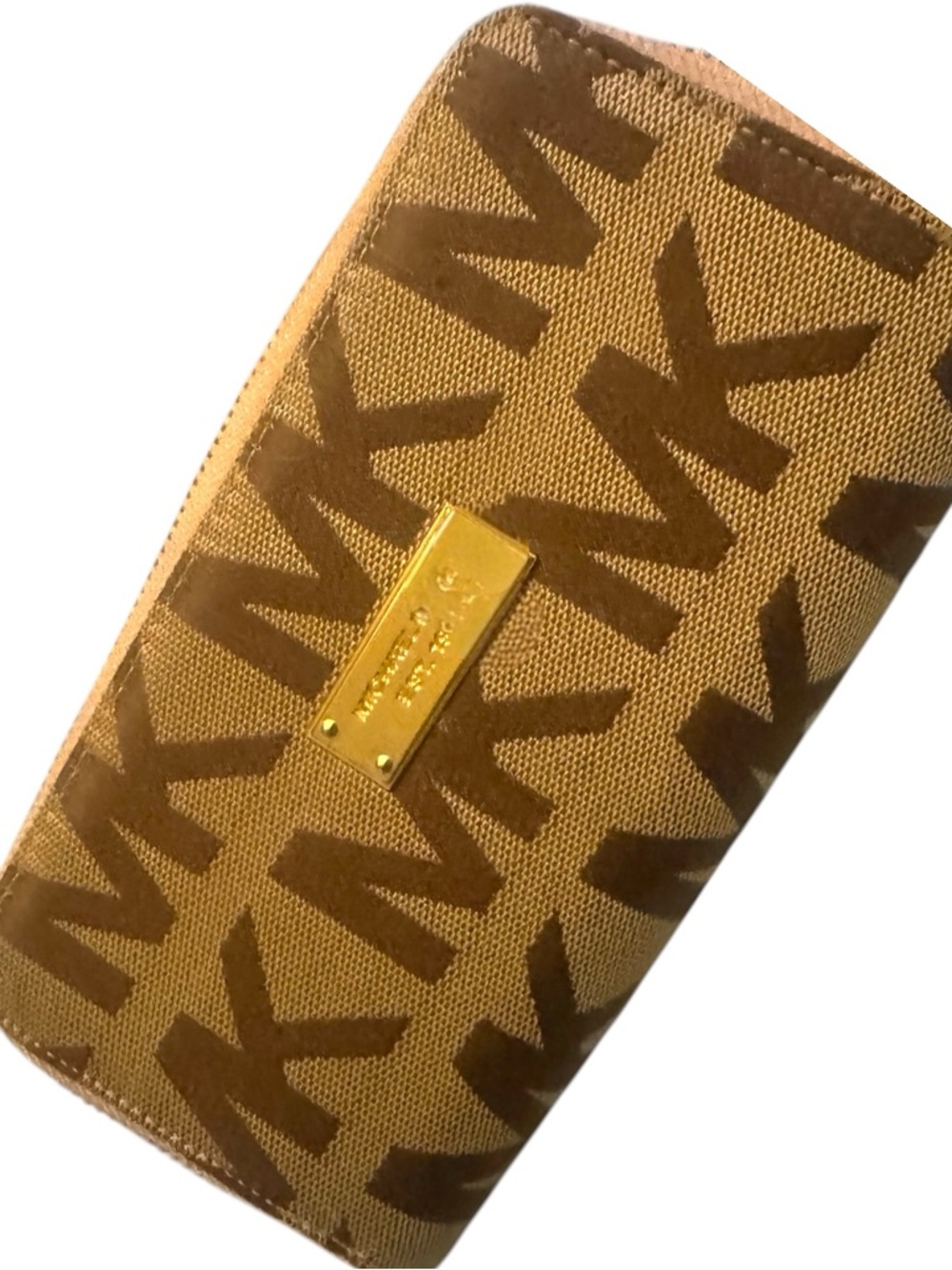 MK-Inspired Brown Logo Continental Wallet